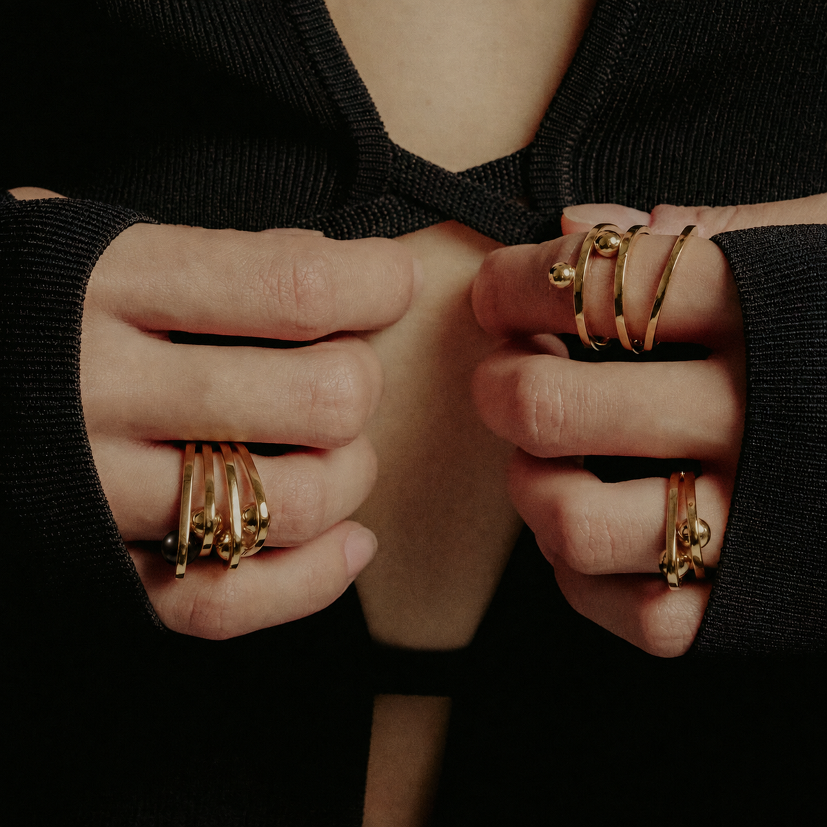 BAGUE NIJI 2 ANNEAUX SERTIE