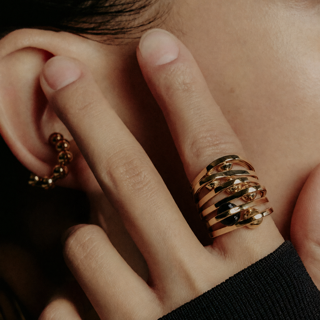 BAGUE NIJI 2 ANNEAUX SERTIE